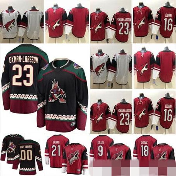 

Custom Arizona Coyotes 2019 Black Third Jersey Any Number Name men women youth kid White Red Phoenix Vintage Keller Panik Stepan Galchenyuk