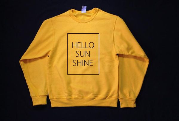 

zbbrdd hello sunshine fashion funny pullover full long sleeve shirt cotton crew neck women cusual sweatshirt drop shipping, Black
