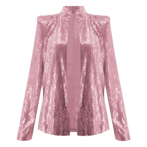 

women motercycle sequin jacket coat hip hop outwear streetwear slim fit standing collar zipper chaqueta mujer jaqueta autumn, Black;brown