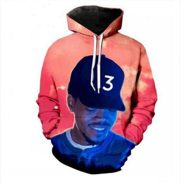 

mens designer popular chance the rapper hoodies sweatshirts 3d print sweatshirt hoodie men/women clothing aa0342, Black