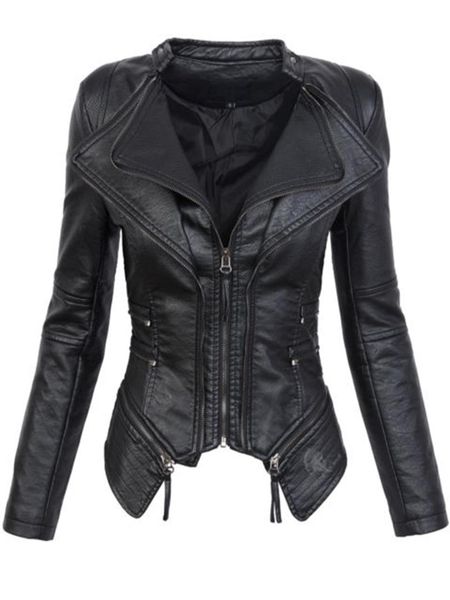 

gothic faux leather pu jacket women winter autumn fashion motorcycle jacket black faux leather coats outerwear 2018 coat hot