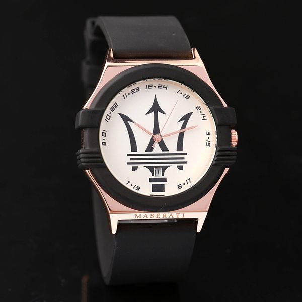 

premium quartz watch men women brand maserati silicone steel watches relojes hombre horloge orologio uomo montre homme sprot watch, Slivery;brown