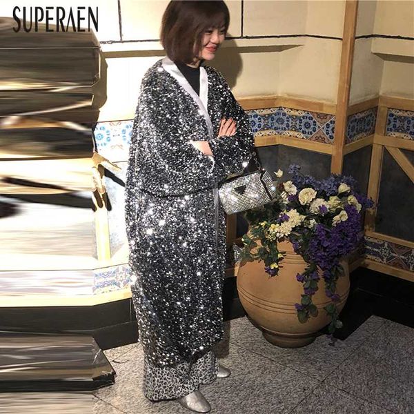 

superaen europe fashion trench coat for women spring new 2020 wild casual ladies windbreakers sequined women clothing, Tan;black