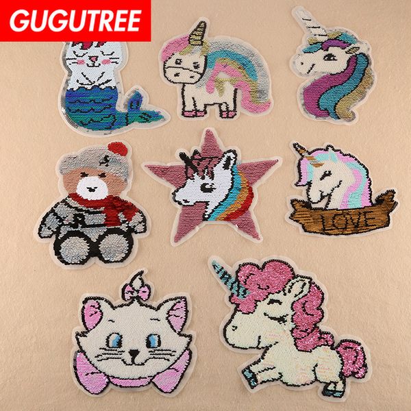 

gugutree embroidery big horse cats bear patch animal patches badges applique patches for clothing dk-116, Black