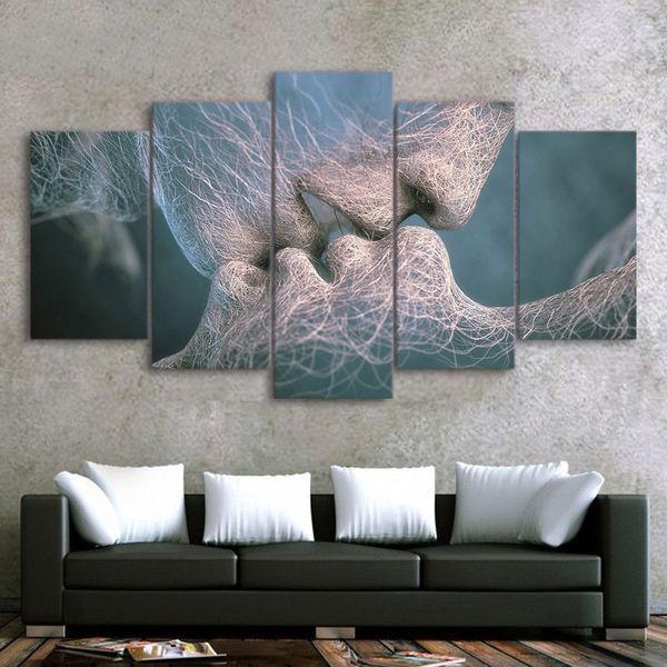 

hd printed poster 5 piece canvas art abstract love kissing painting decor wall art decoration for living room