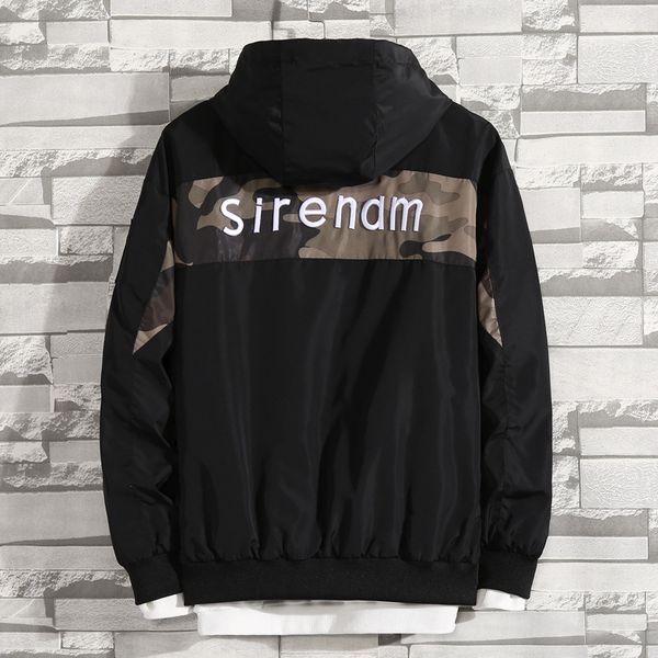 

2018 осень горячие продавая мужская с капюшоном на молнии hoodie вскользь пары hoodie камуфляж совместная вышивка кардиган, Black