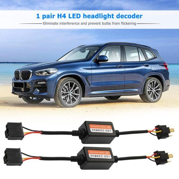 

1 pair h4 led headlight canbus decoders error anti flicker resistor flash canceller led canbus decoder black