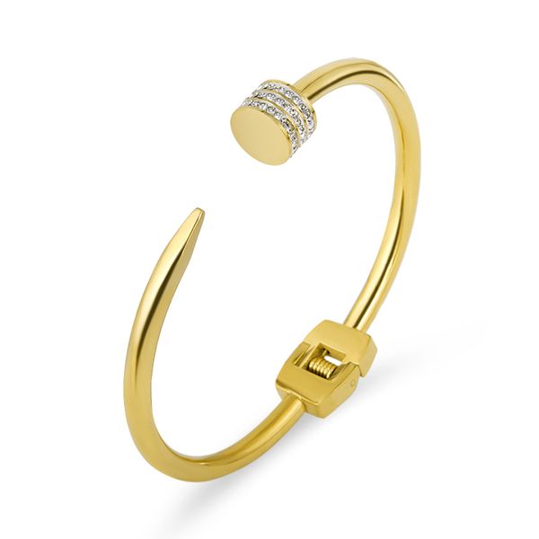 

luxury cubic zirconia crystals arrow cuff bracelets stainless steel gold color bangles for women pulseiras punk jewelry, Black