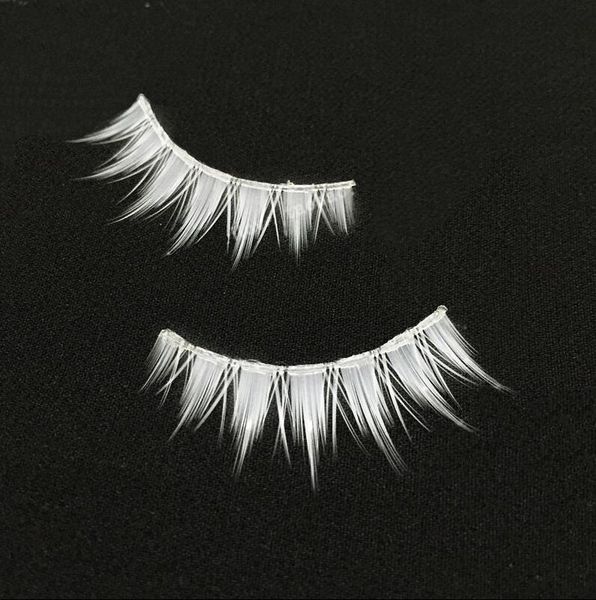 

hbzgtlad white eyelashes cosplay makeup natural long cross strip false eye lashes