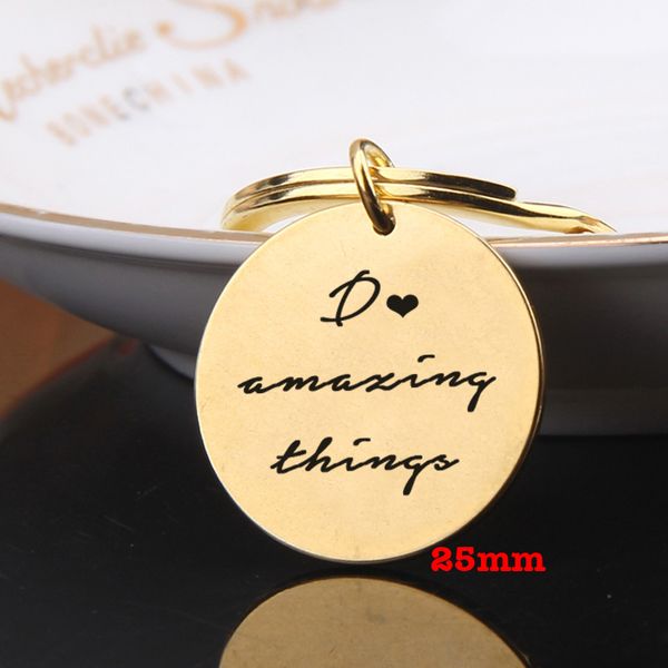 

flyangel keyring engraved do amazing things new fashion key chain woman man bag charm jewelry lover couples valentine gifts, Silver