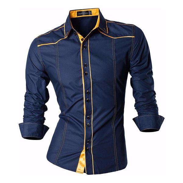 

jeansian men's fashion dress casual shirts button down long sleeve slim fit designer z034 navy, White;black