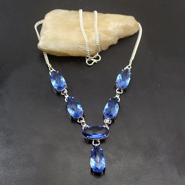 

outstanding shiny ocean blue z925 sterling silver charm pendant necklace 18 inch tf820 ing