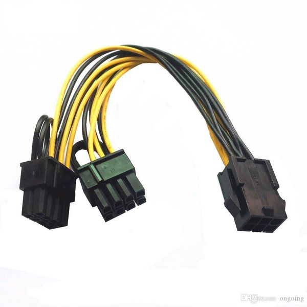 ГПУ 6 контактный / 8pin 8-контактное гнездо с двойным 8PIN PCI-E PCI (6 + 2 контактный) Мужской провода кабеля питания для видеокарты BTC Miner длиной 20 см