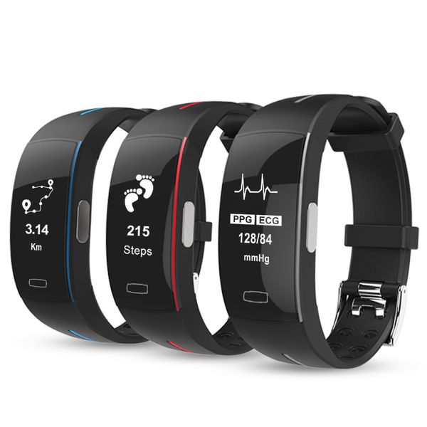 

sport smart bracelet ecg+ppg blood pressure heart rate monitor smart band fitness activity tracker watch for men women wristband, Slivery;brown