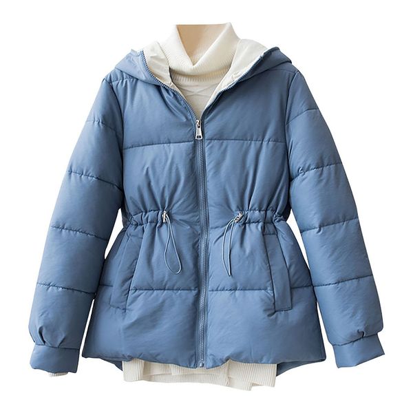 

casual loosethick long sleeve hooded manteau femme kurtka damska hiver coat winter jacket cotton clothes winter jacket women, Black