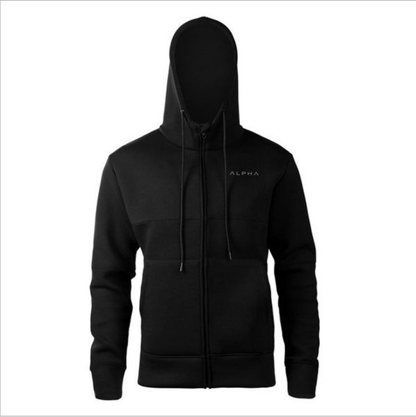 

muscle fitness brothers cardigan men long sleeve hooded zipper coat sports hoodie, Black;red