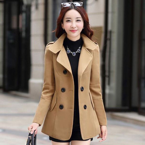 

женщины пиджаки и куртки модные плюс размер -3xl двойной брестед кнопка пиджаки шерстяное пальто зимы blaser femenino, White;black