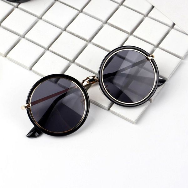 

2019 fashion kids sunglasses round big frame boys girls cool sun glasses children baby eyeglasses uv400 shades oculos gafas de sol, White;black