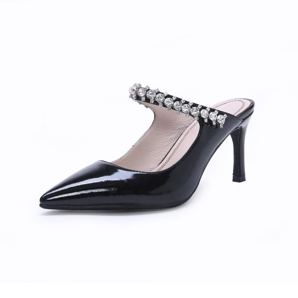 

sofitina sheep suede upper fasion elegant women high thin heel pointed toe sandal slipper go2007, Black