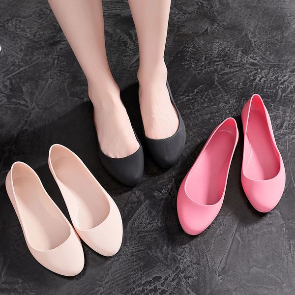 

sapatilha feminina women fashion sweet light weight slip on loafers ladies casual anti skid beach rubber flat shoes g5768, Black