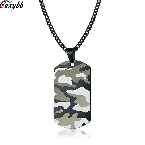 

cool camouflage dog tag necklace for men stainless steel soldier army male pendant collar outdoor sport jewelry, Silver