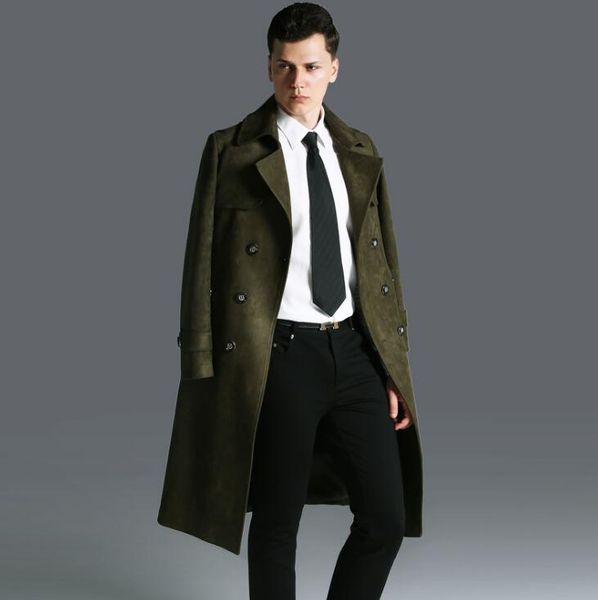 

long windbreaker men 2019 autumn and winter new ultra long coat large size british army green coat, Tan;black