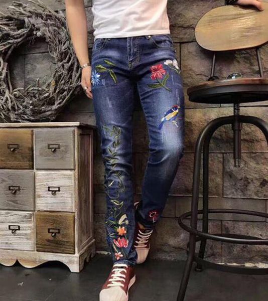 

мужская европа и соединенные штаты америки мода хан версия новой тенденции slim-fit стиль вышивка узоры прямой ногой жан брюки / 28-36, Blue