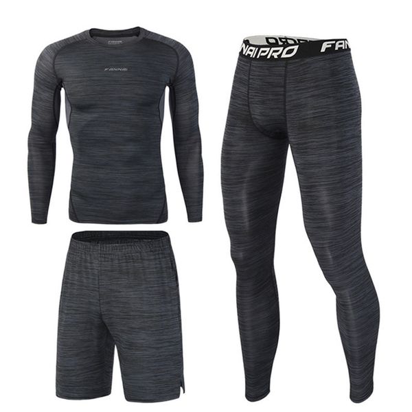 

2020 new quick dry men's running set compression sports suits skinny cycling tights clothes gym fitness sportswear sets homme, Black;blue