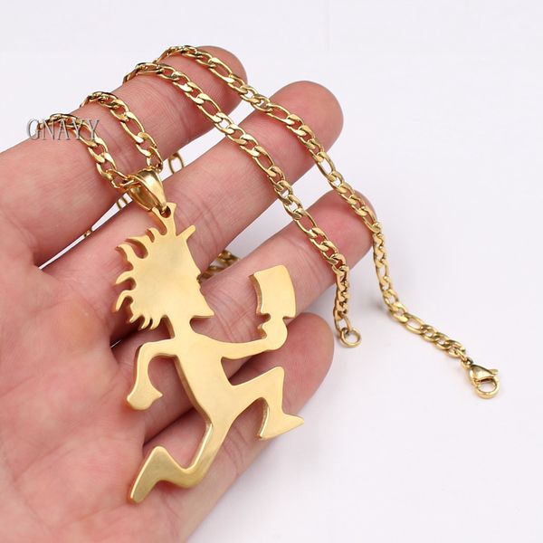 

2019 punk roker mens jewelry bling stainless steel big 2'' hatchetman icp pendant necklace nk curb chain 24'' 4mm, Silver