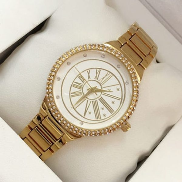 

2019 new popular women luxury watch with diamond quartz gold steel bracelet stainless steel lady female wristwatch relojes de marca mujer, Slivery;brown
