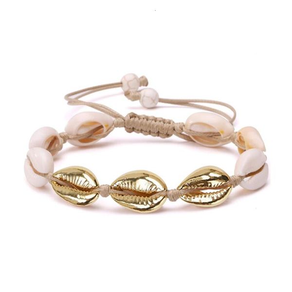 

alloy shell bracelet ornaments concise sandy beach shell manual weave bracelet, Golden;silver