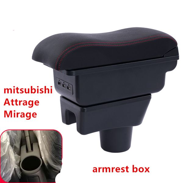 

for mitsubishi attrage mirage armrest box usb charging heighten double layer accessories
