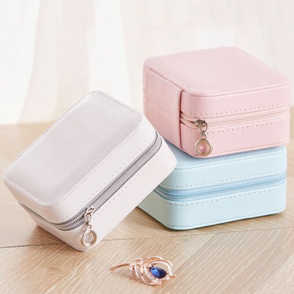 

2020 new fashion portable travel jewelry box organizer velvet earring ring display ornaments case