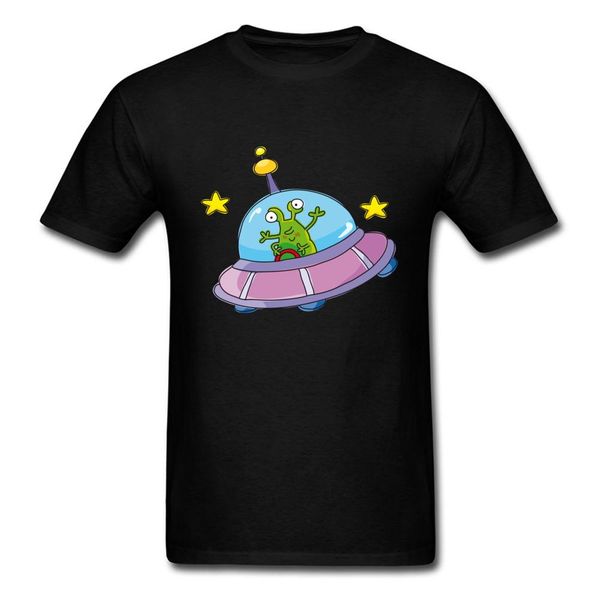 

latest ufo alien cartoon print men short sleeve black t-shirt plus size funny design male casual o-neck tee shirt, White;black