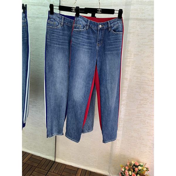 

autumn and winter new fashion stitching jeans, Blue