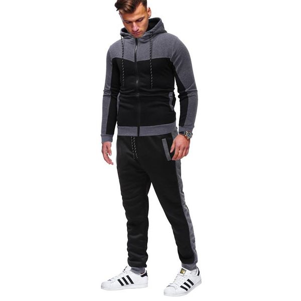 

neck 2pcs hoodie suits classic monochrome mens casual hooded sportswear mens leisure clothing men fashion crew, White
