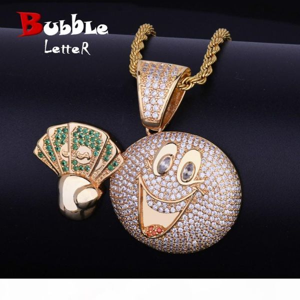 

счастливый emoji canary face деньги доллар наличными iced ожерелье теннис цепи bling cubic циркон мужской хип-хоп ювелирных изделий подарок, Silver