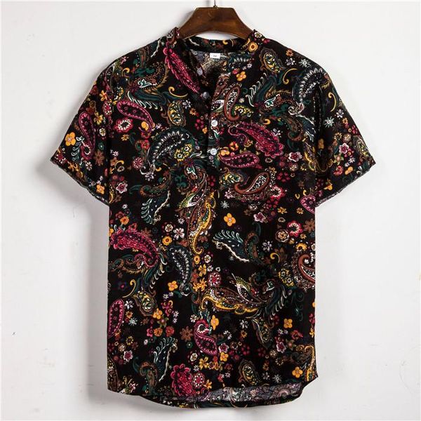 

fashion short sleeve lapel neck homme clothing casual shirt summer new mens designer print shirt, White;black