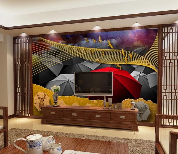 

custom any 3d murals abstract lines of high-end luxury umbrella wallpaper living room tv backdrop wall mural luxury home decor wall papers