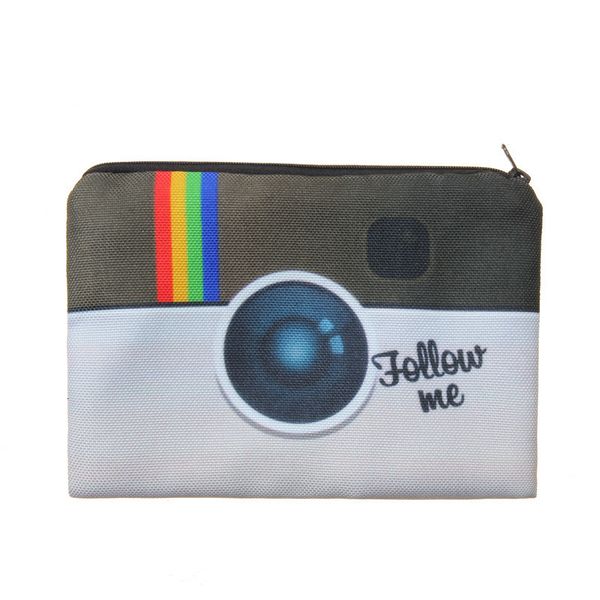 

instagram follow me 3d printed women cosmetic bag neceser makeup bag travel bolsos mujer de marca famosa toiletry