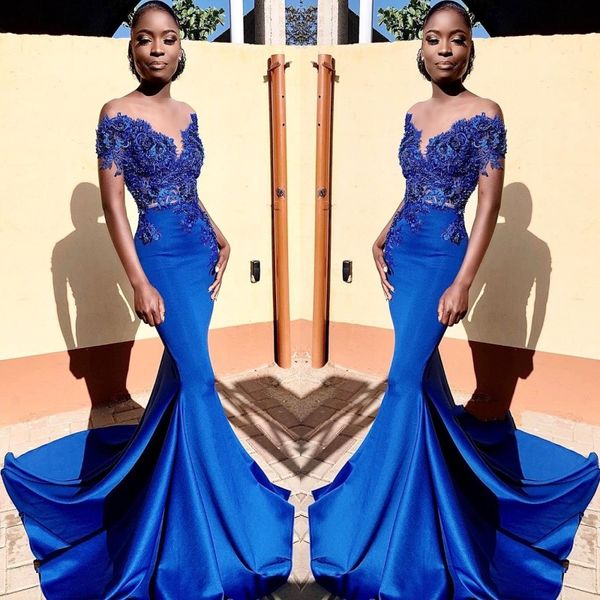 

2020 african black girls' prom dresses high neck short sleeves sheer crew neckline long applique lace evening gowns bc3655