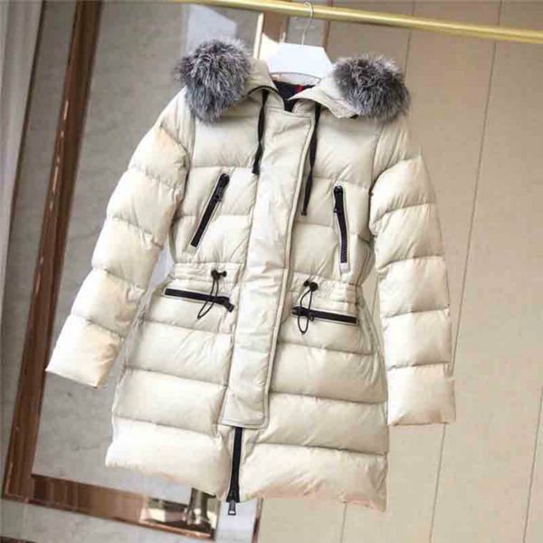 

новый стиль женщин вниз пальто роскошные сплошной цвет длинные куртки зима теплая женская одежда мода открытый одежда парки марка с taglabel, Black