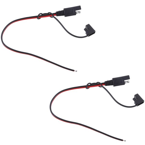 

2x universal 18awg solar panel battery sae plug extension lines connector cable 300mm