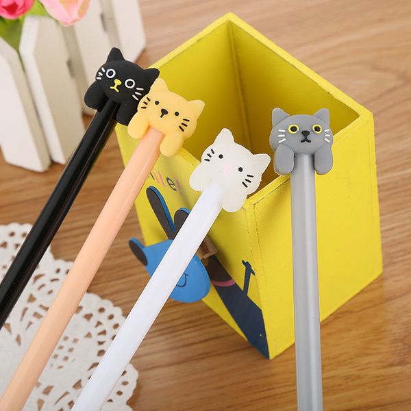 

40 pcs creative cartoon cat neutral pen cute learning stationery office supplies black water-based signature pen