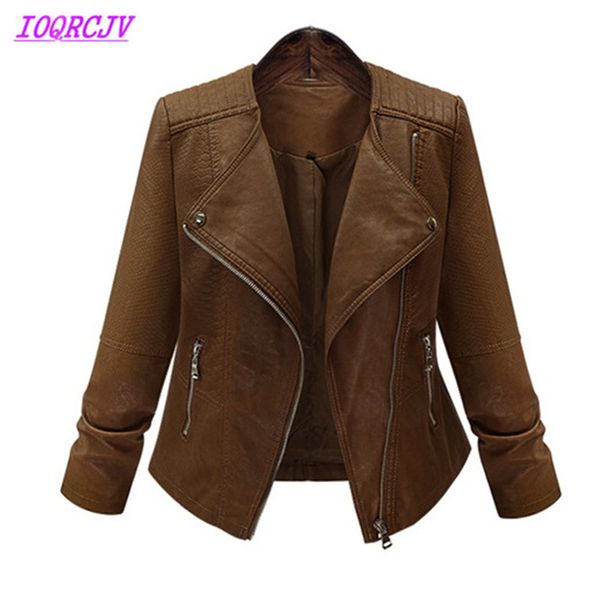 

2018 plus size 5xl spring autumn women leather jackets short coats fashion brown loose large size leather outerwear ioqrcjv q033, Black