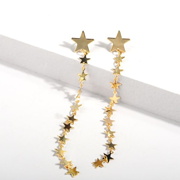 

2019 multiple stars long drop earrings for girls vintage gold metal bohemia statement hanging earring bijoux, Silver