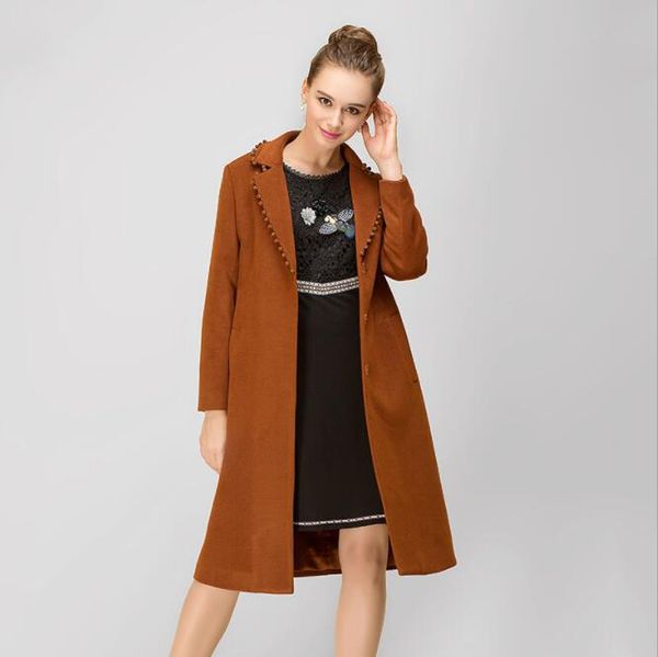 

2018 autumn and winter new fashion slim long woolen coat woolen coat, Black