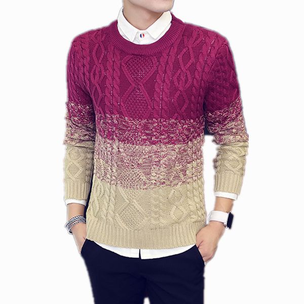 

nice autumn fashion voguesweater o-neck striped slim fit knitting mens sweaters and pullovers men pullover men, White;black