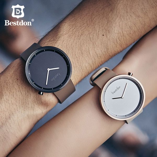

on literary art watch japanese quartz movement men women simple casual couple watches student leather wristband korea style, Slivery;brown