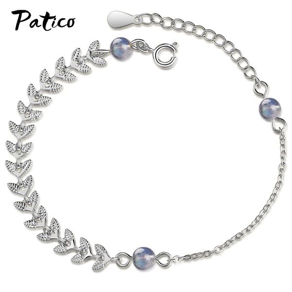

925 sterling silver leaf charm chain bracelets women gothic jewelry gold color women hand bijoux bridesmaid gifts